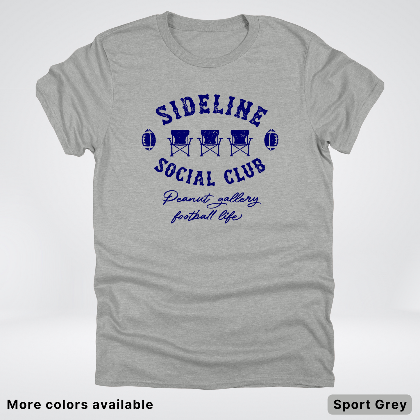 Sideline Social Club Peanut Gallery Football Life Navy Design 02 T-Shirt
