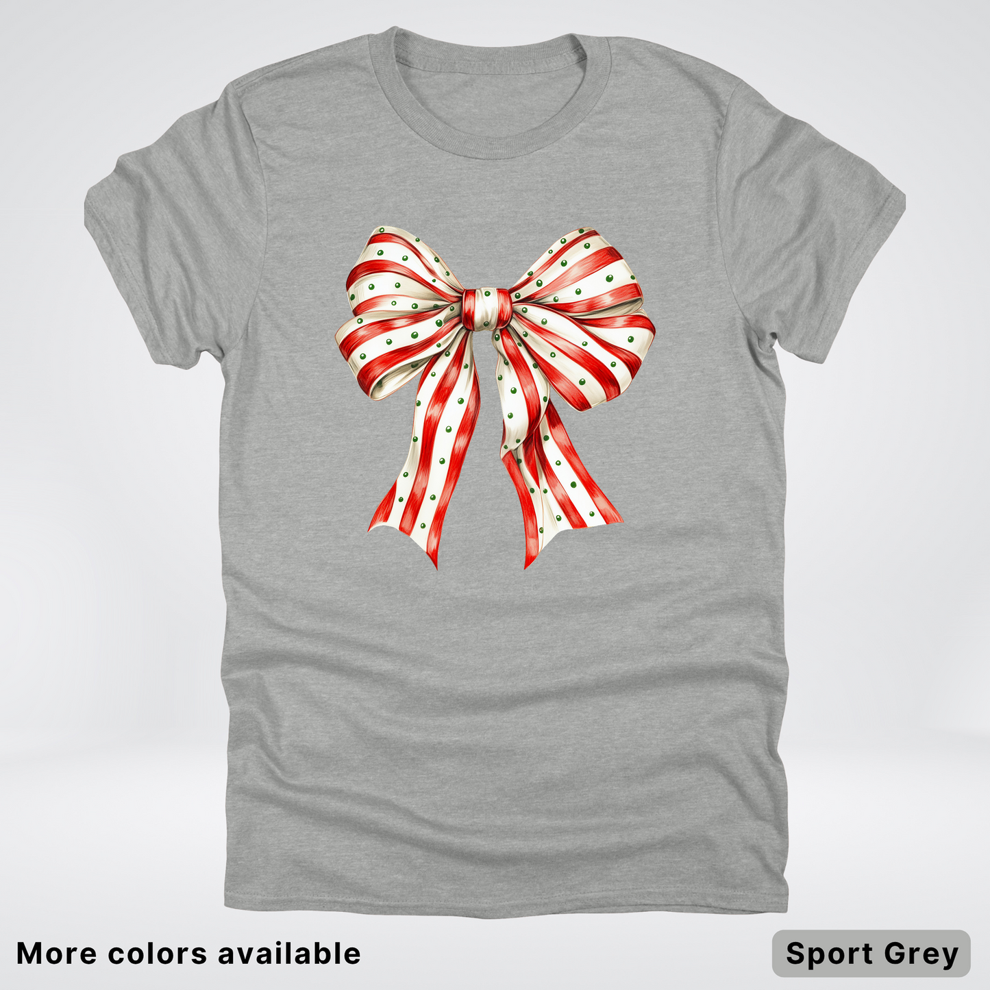 Peppermint Stripe Christmas Bow - T-Shirt
