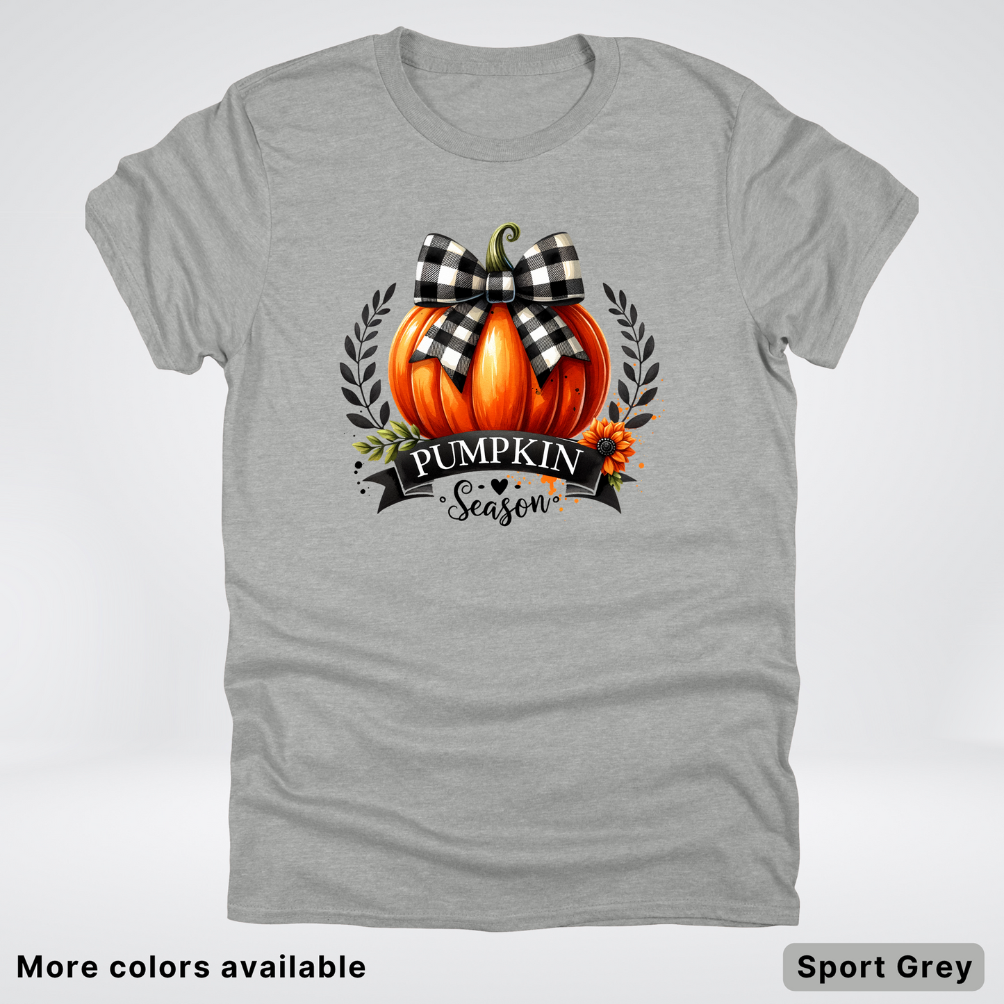 Pumpkin Season Black Plaid Bow - T-Shirt