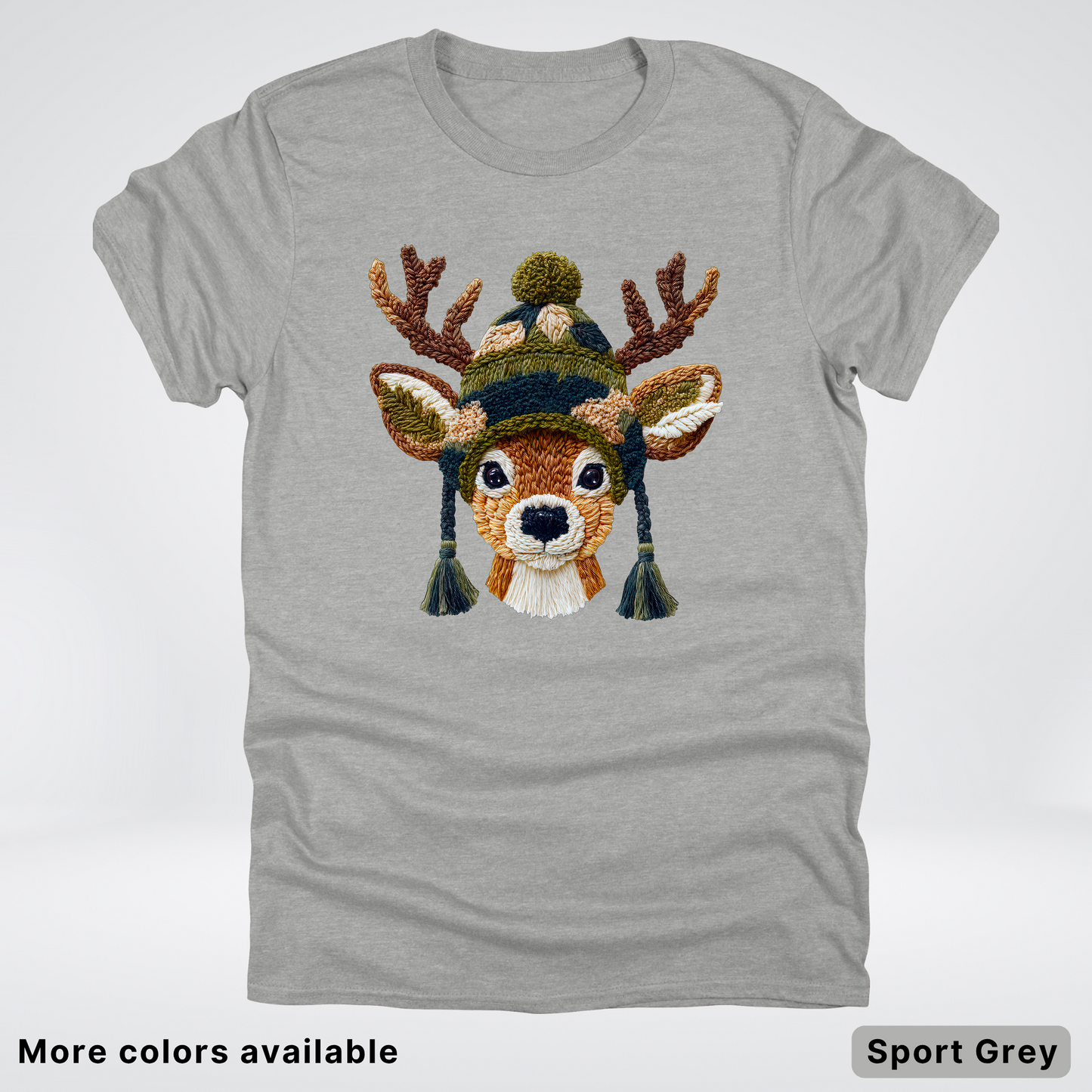 Cozy Winter Reindeer Hook Yard Faux Texture - T-Shirt