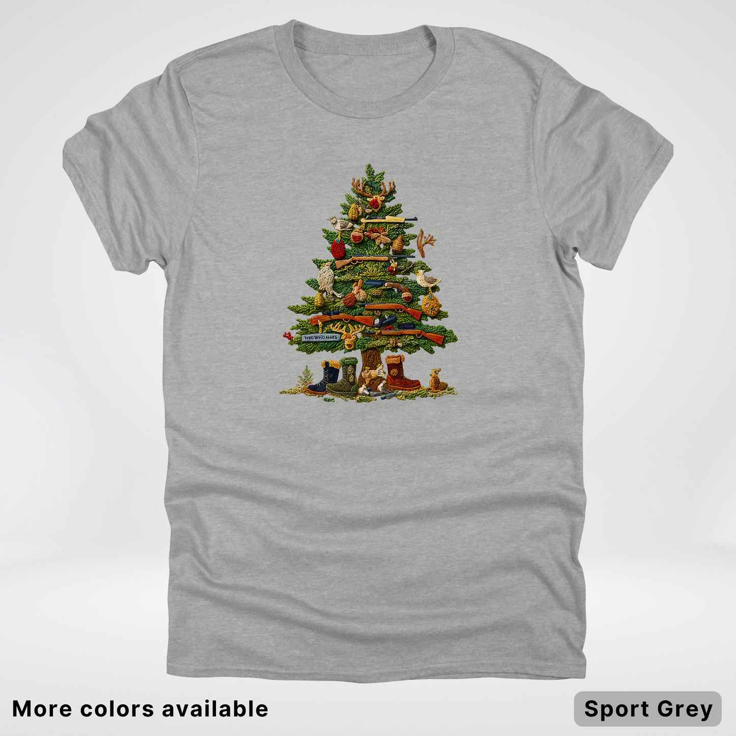 Woodland Critters Christmas Tree Hook Yard Faux - T-Shirt