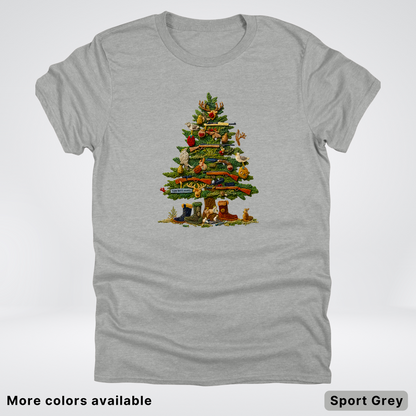 Woodland Critters Christmas Tree Hook Yard Faux - T-Shirt
