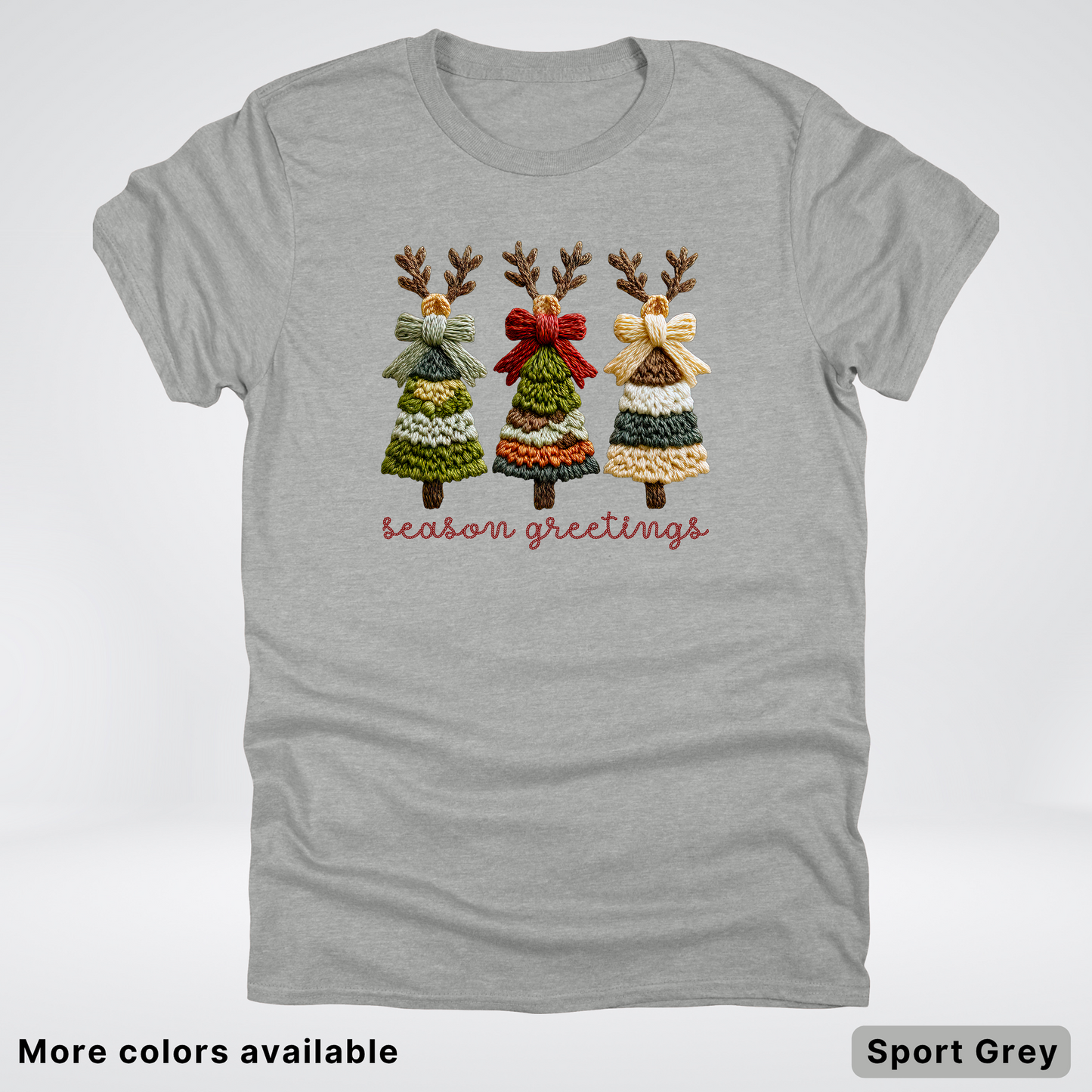 Season Greetings Reindeer Trees Hook Yard Faux - T-Shirt