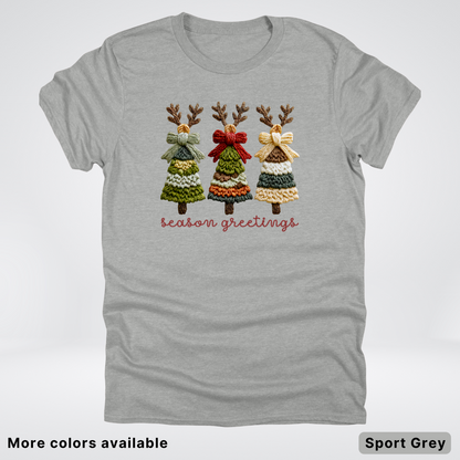 Season Greetings Reindeer Trees Hook Yard Faux - T-Shirt