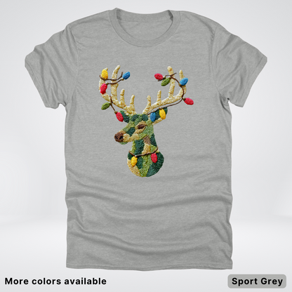Festive Light-Up Reindeer Hook Yard Faux - T-Shirt