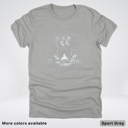 Vintage Christmas Fireplace Scene - T-Shirt