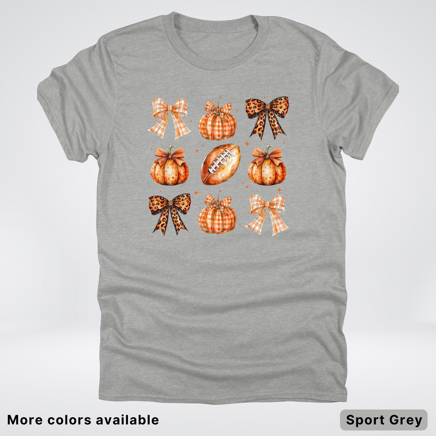 Football Coquette Ribbon Bow Plaid Pumpkin Fall - T-Shirt