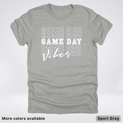 Game Day Vibes Stacked - White Design - T-Shirt
