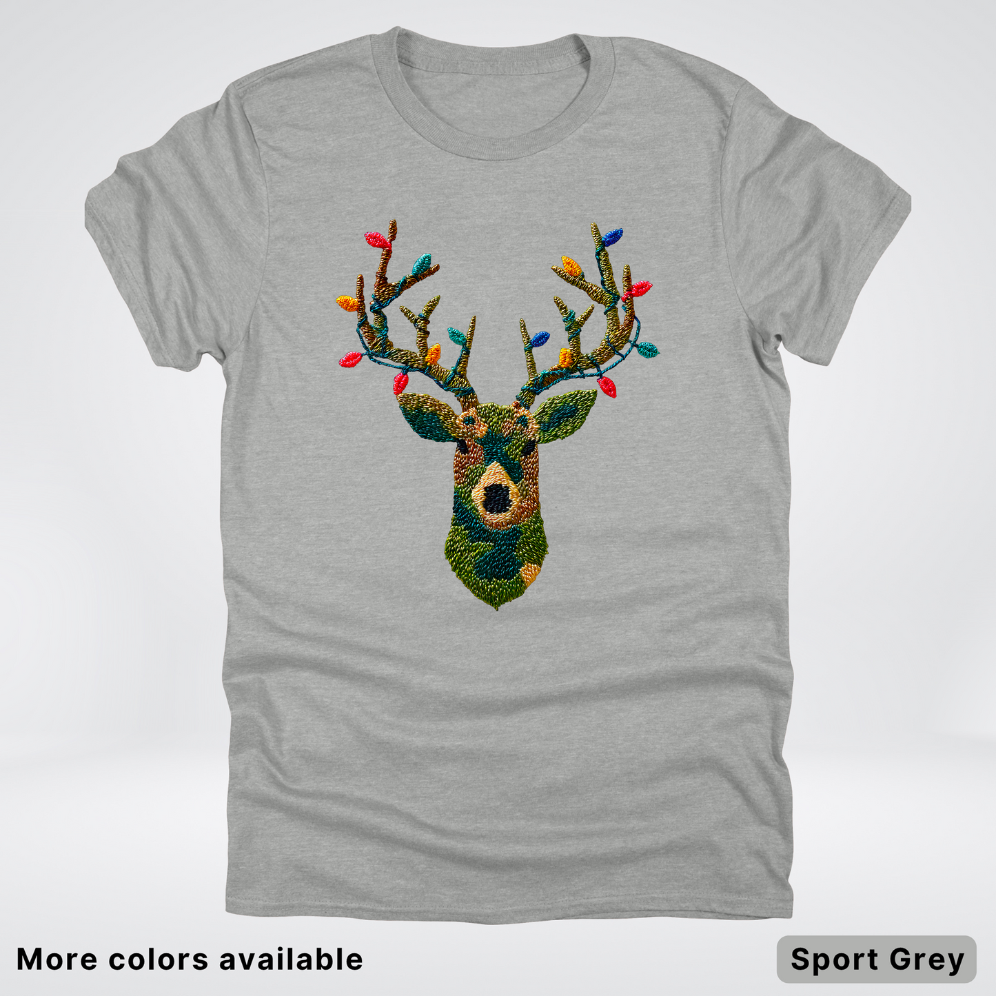 Rustic Reindeer Lights – Hook Yard Faux Texture - T-Shirt