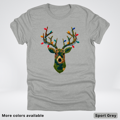 Rustic Reindeer Lights – Hook Yard Faux Texture - T-Shirt