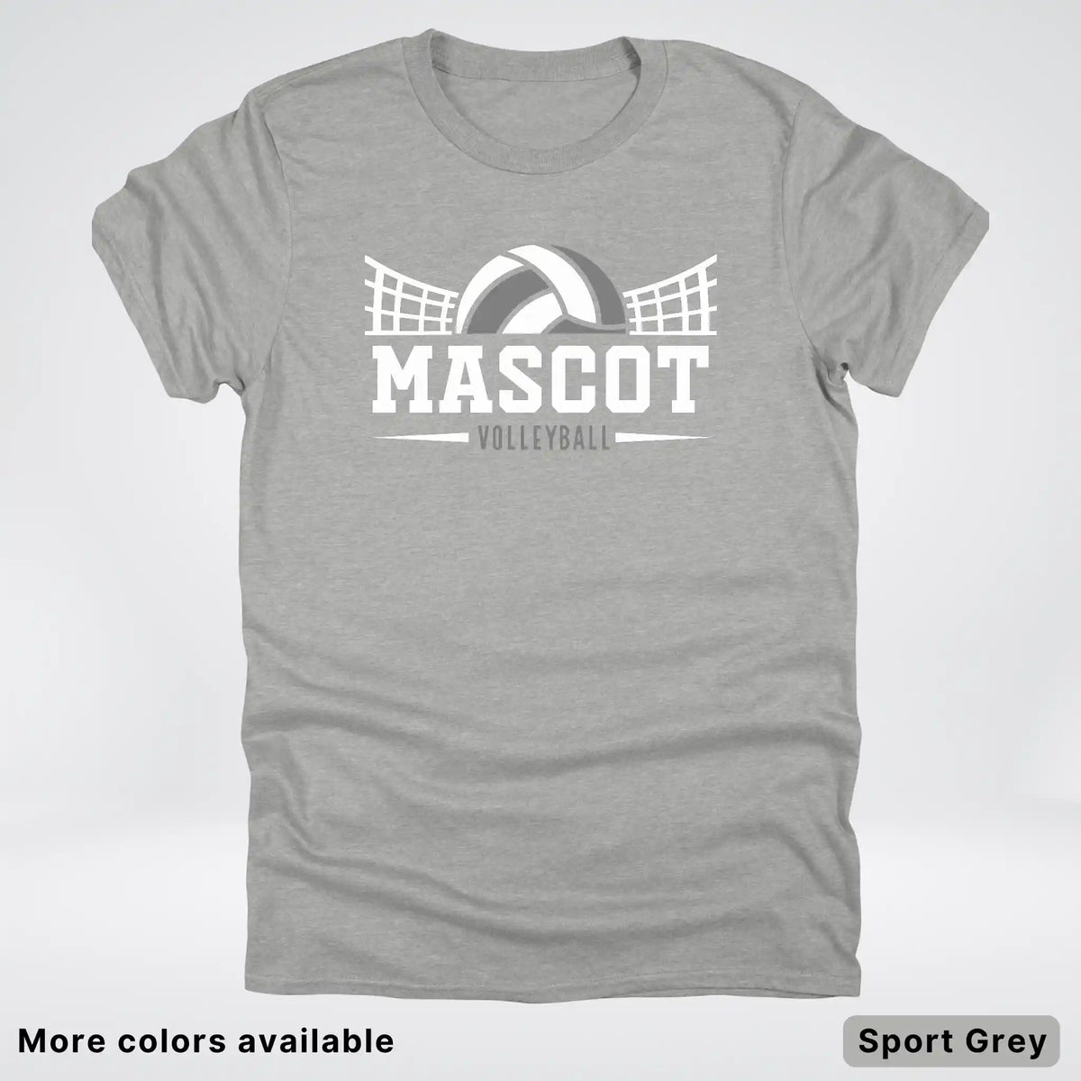 Volleyball Mom Game Day Tee – Custom Mascot Name Shirt | Gray Design 26