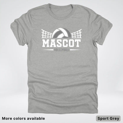 Volleyball Mom Game Day Tee – Custom Mascot Name Shirt | Gray Design 26