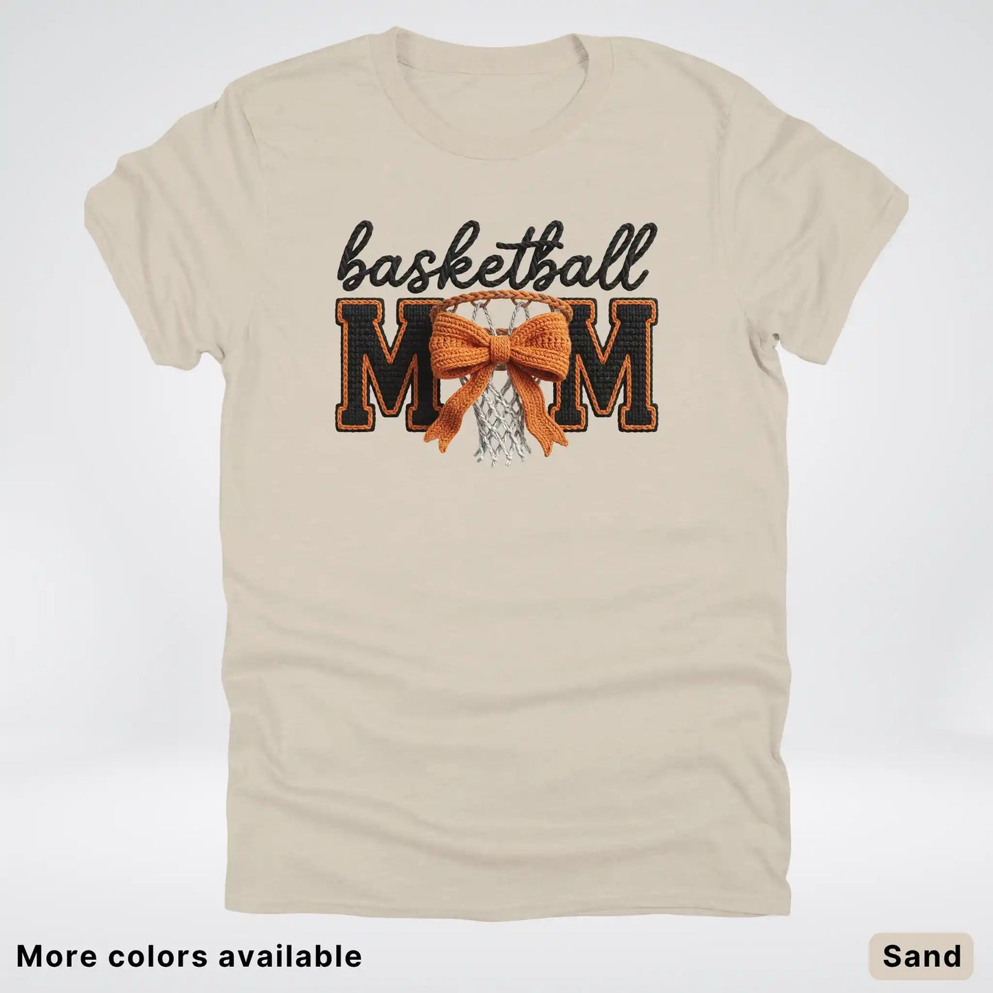 Basketball Mom – Faux Crochet Bow Basketball Graphic T-Shirt