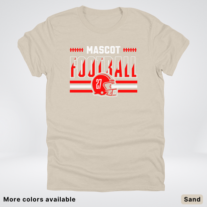 Custom Mascot & Number - Red - Football Design 2 T-Shirt