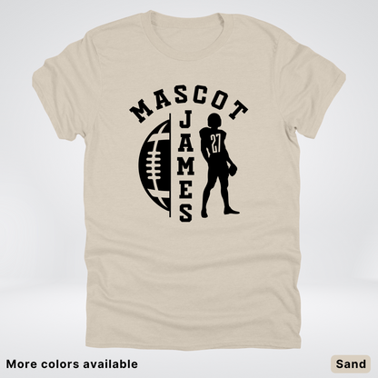 Custom Mascot, Number, & Name - Black - Football Design 31 T-Shirt