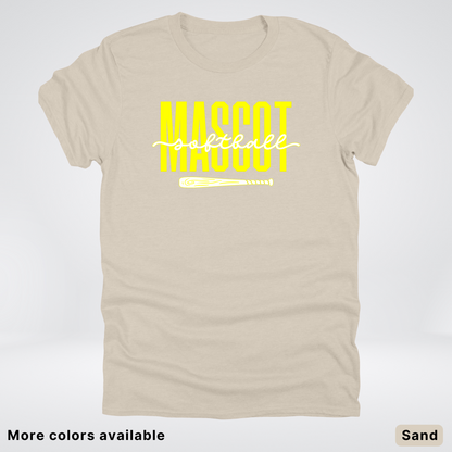 Custom Mascot – Yellow - Softball Design 32 T-Shirt