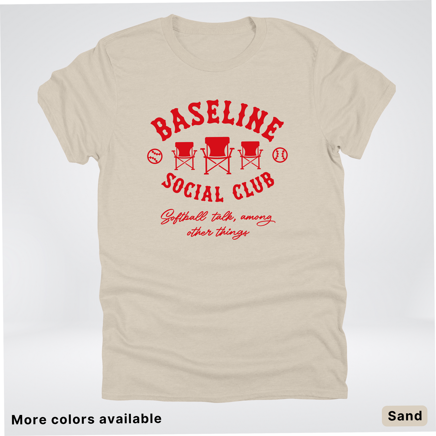 Baseline Social Club Softball – Red Design - T-Shirt