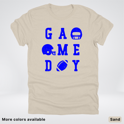 Game Day Football 3 x 3 - Blue Design - T-Shirt