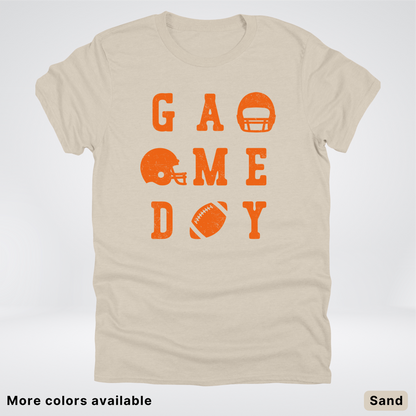 Game Day Football 3 x 3 – Orange Design  – T-Shirt