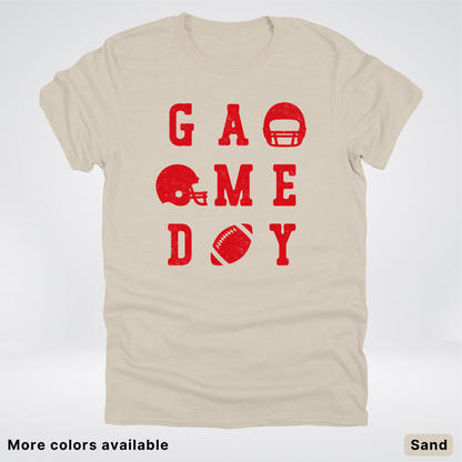 Game Day Football 3 x 3 - Red Design - T-Shirt