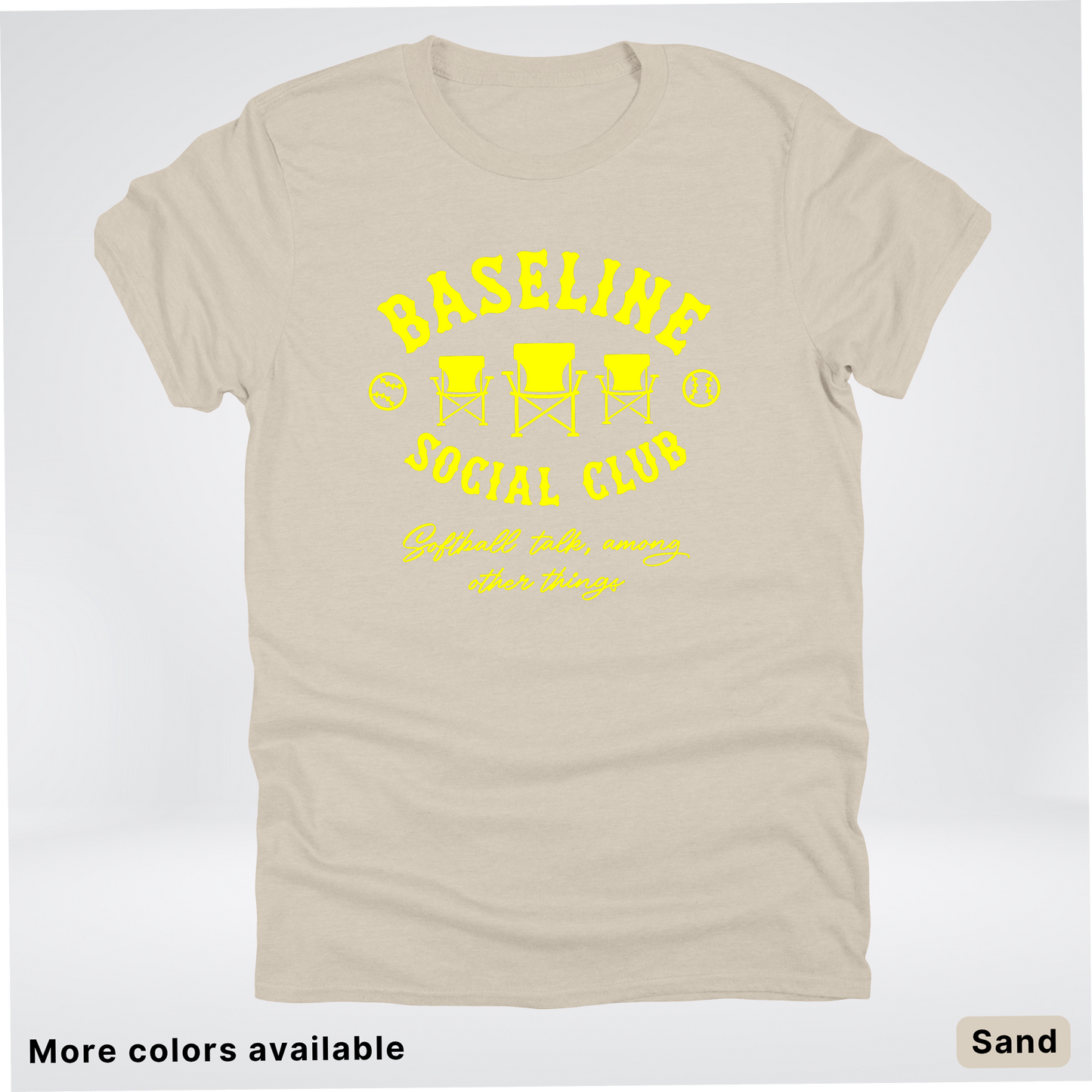 Baseline Social Club Softball – Yellow Design - T-Shirt