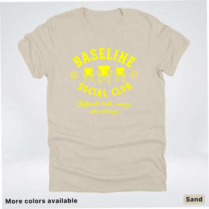 Baseline Social Club Softball – Yellow Design - T-Shirt