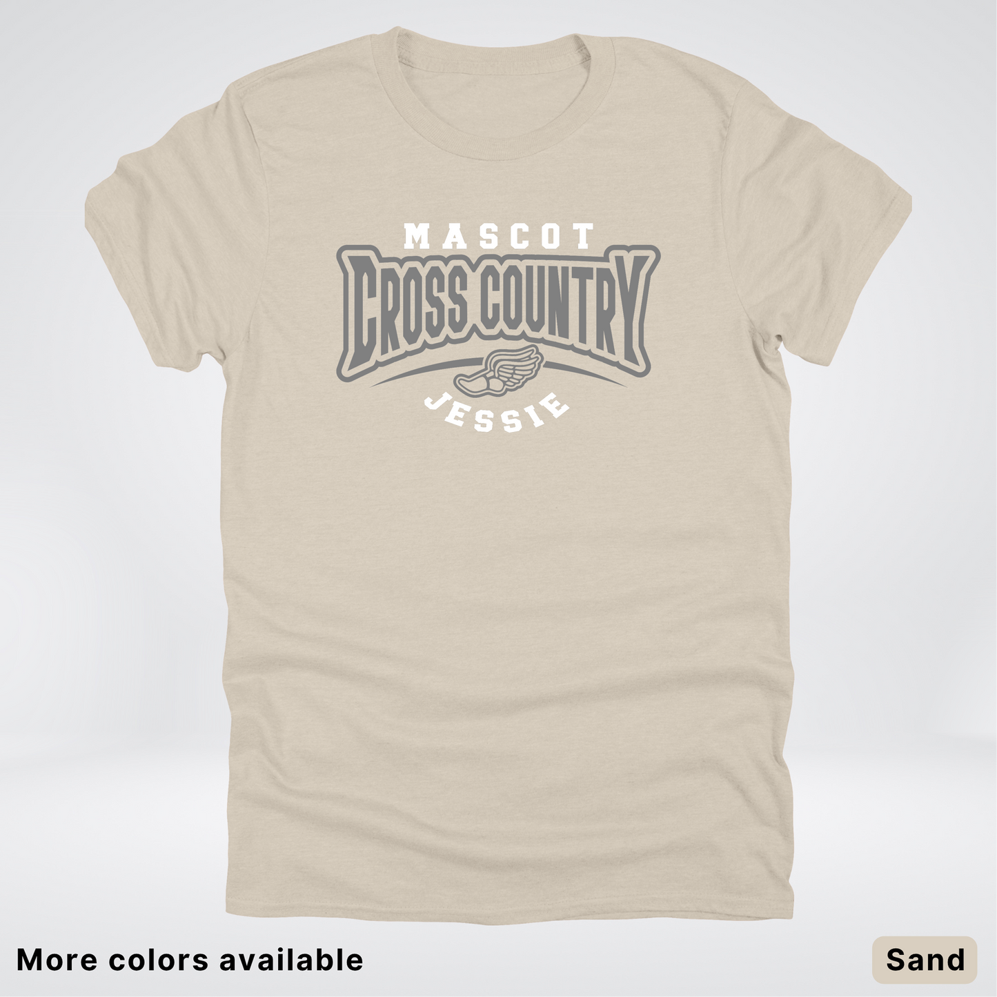 Custom Mascot & Name – Gray Design – Cross Country 04 - T-Shirt