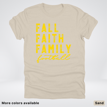 Fall Faith Family – Gold Design - Football - T-Shirt