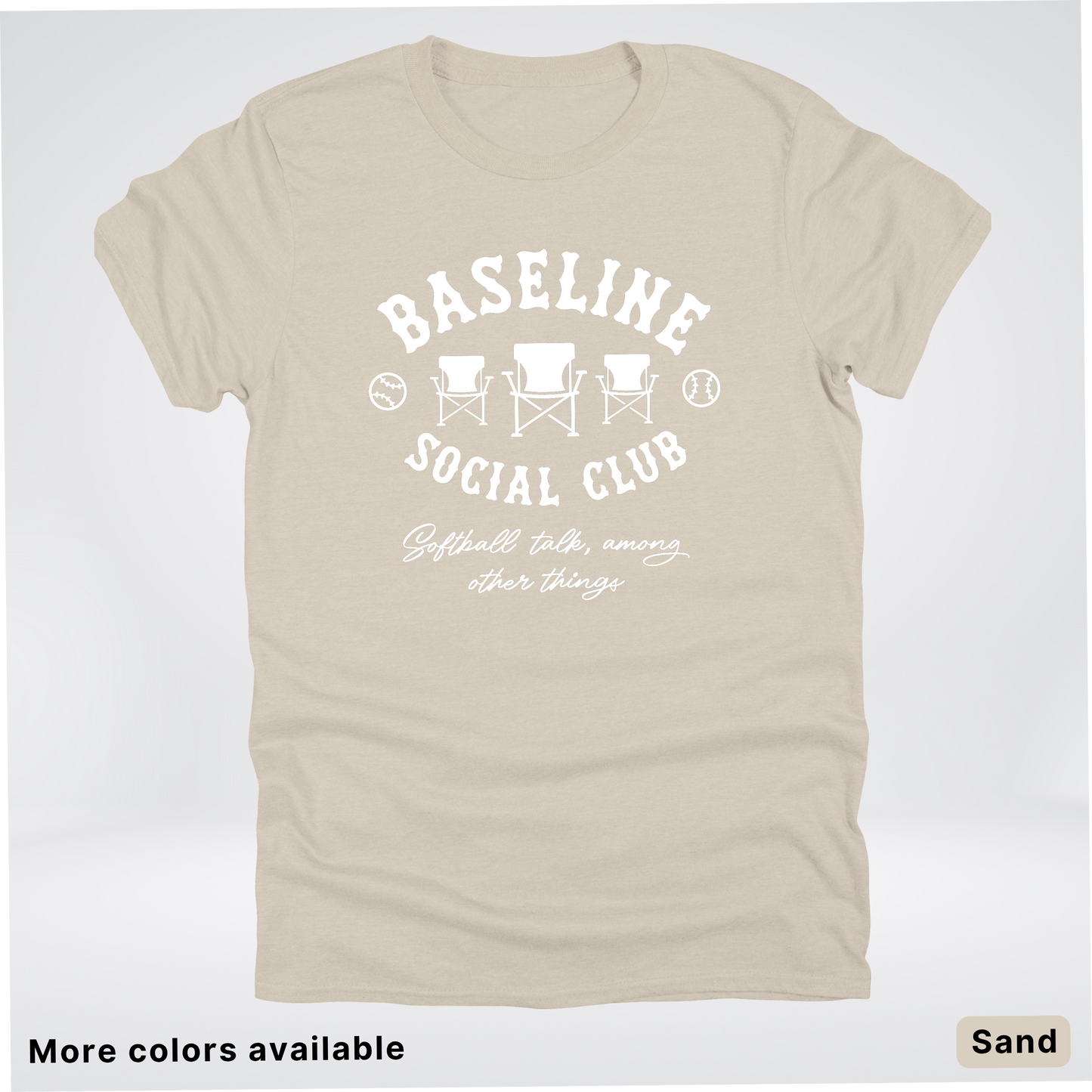 Baseline Social Club Softball – White Design – T-Shirt