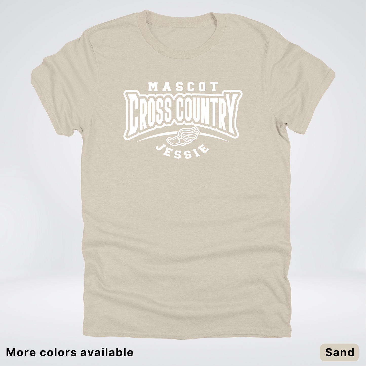 Custom Mascot & Name – White Design – Cross Country 02 - T-Shirt