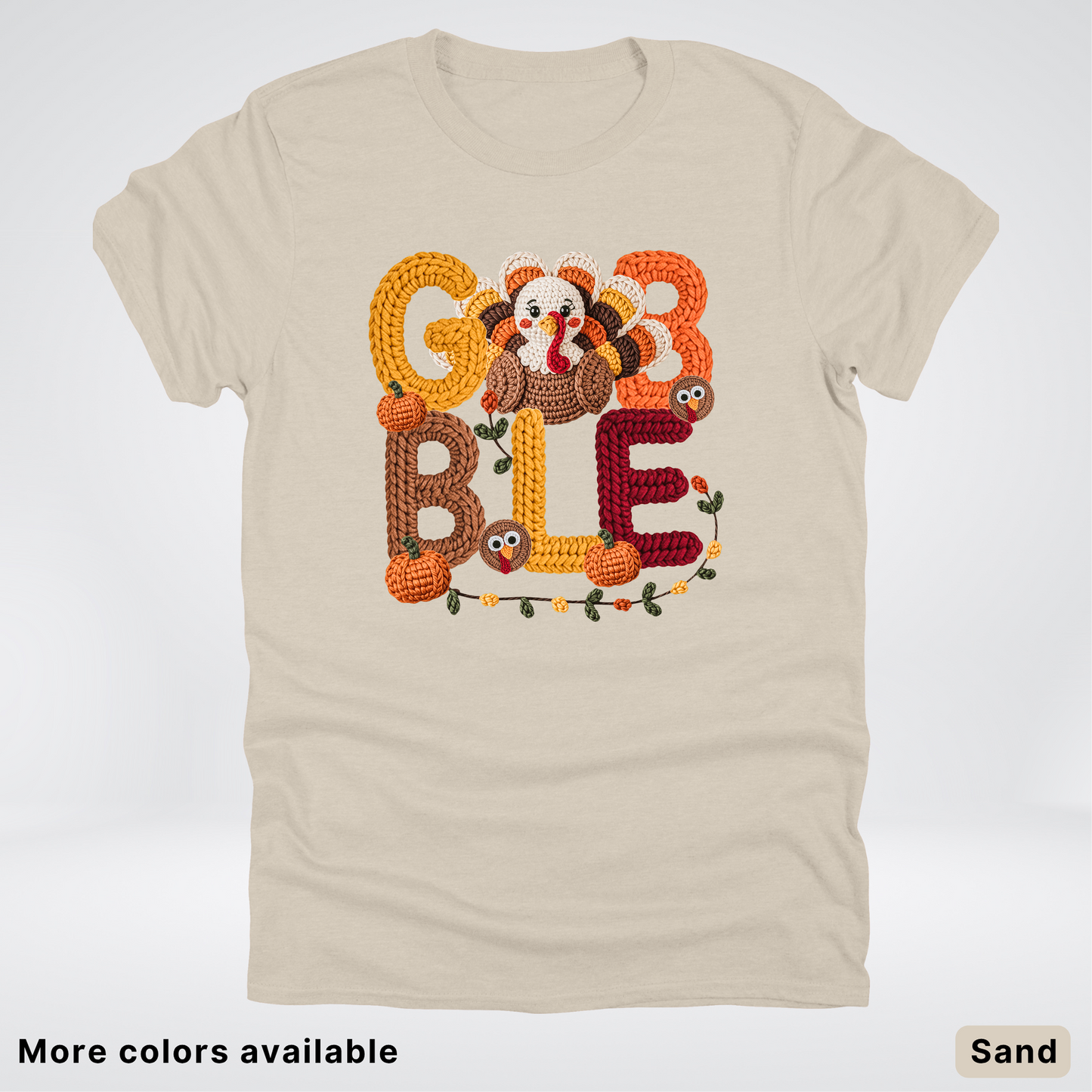 Turkey Gobble Pumpkin Fall Crochet - T-Shirts