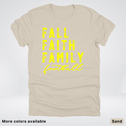 Fall Faith Family – Yellow Design - Football - T-Shirt