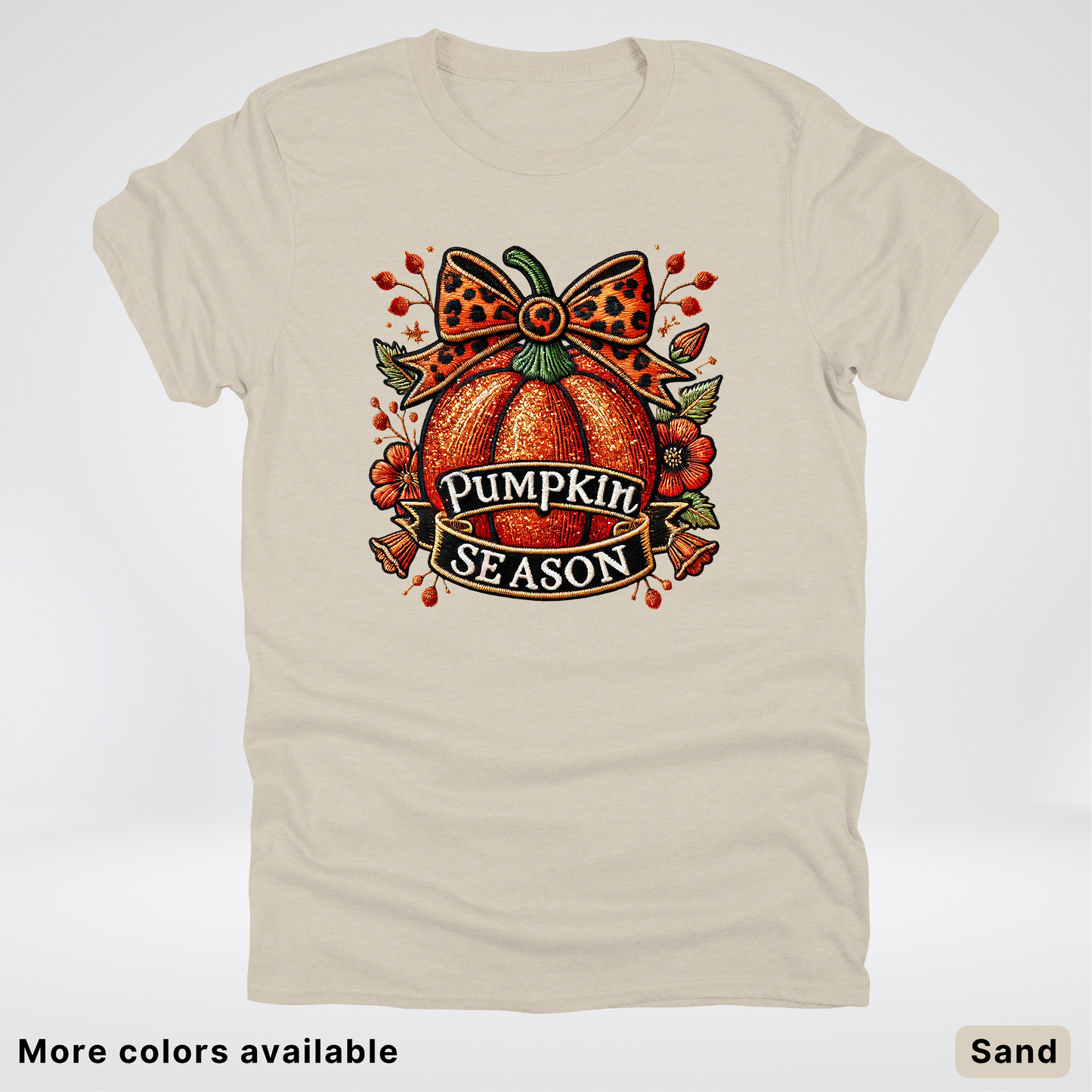 Pumpkin Season Leopard Print Bow Fall Autumn  - T-Shirts