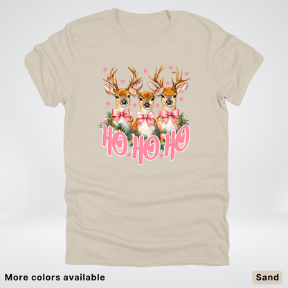 Ho Ho Ho Pink Deer Trio - T-Shirt
