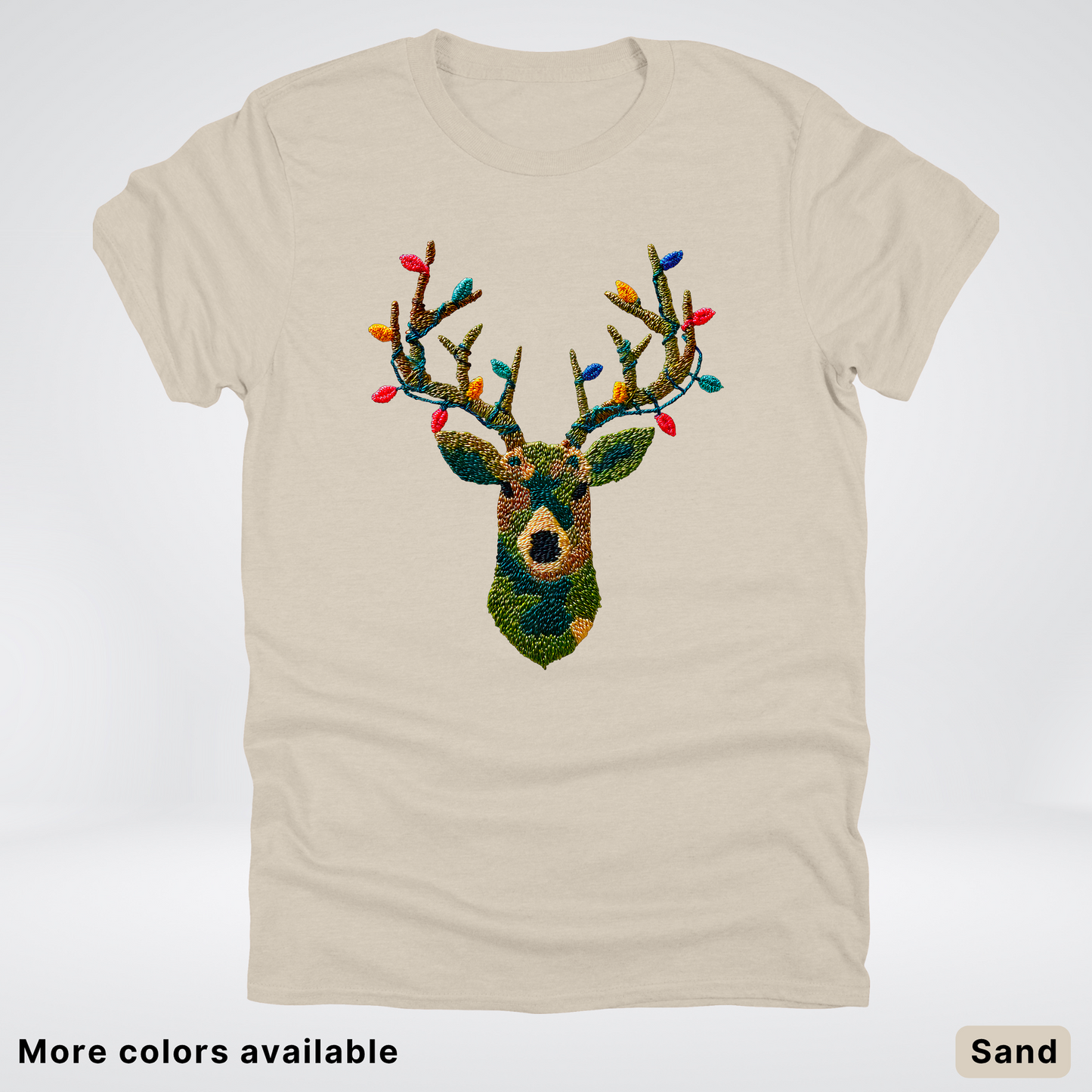Rustic Reindeer Lights – Hook Yard Faux Texture - T-Shirt