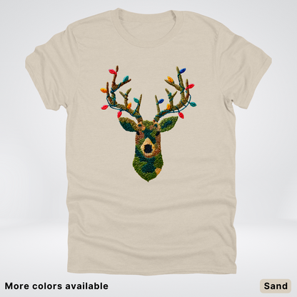 Rustic Reindeer Lights – Hook Yard Faux Texture - T-Shirt