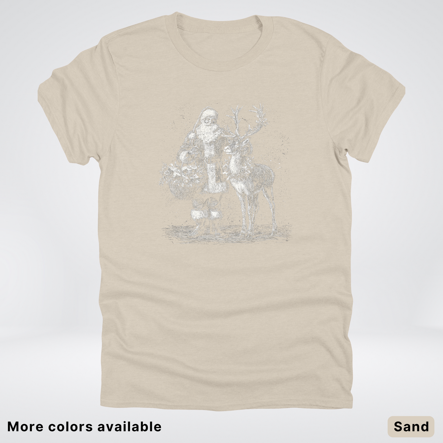 Vintage Santa and Reindeer - T-Shirt