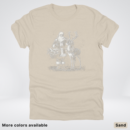 Vintage Santa and Reindeer - T-Shirt