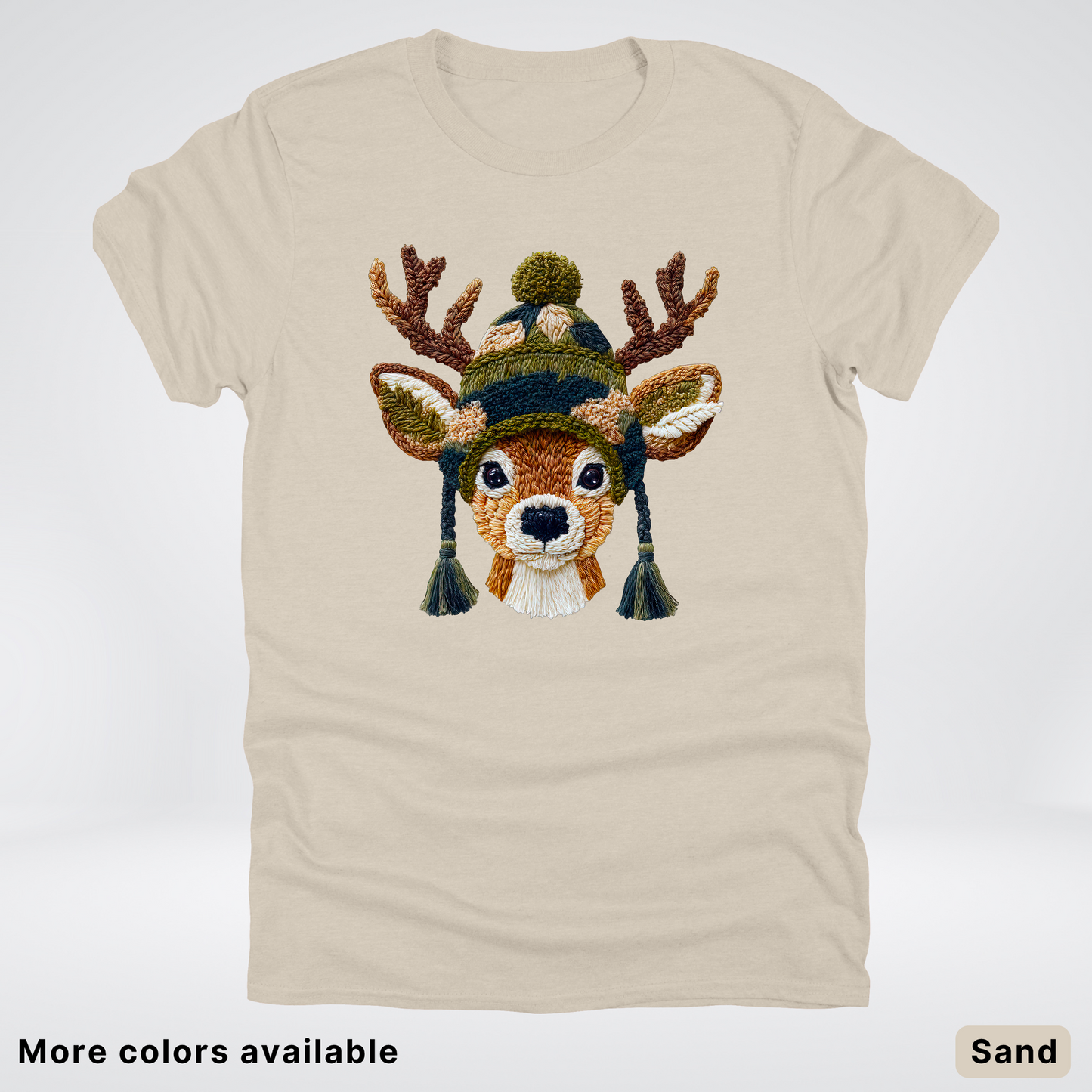 Cozy Winter Reindeer Hook Yard Faux Texture - T-Shirt