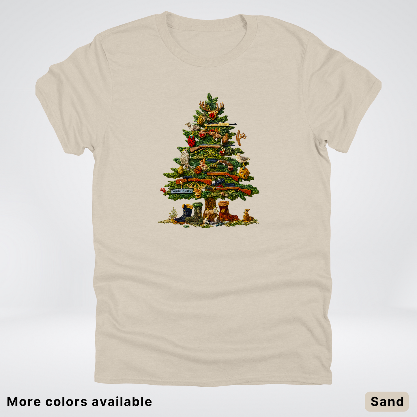 Woodland Critters Christmas Tree Hook Yard Faux - T-Shirt
