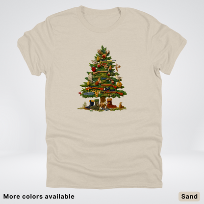 Woodland Critters Christmas Tree Hook Yard Faux - T-Shirt