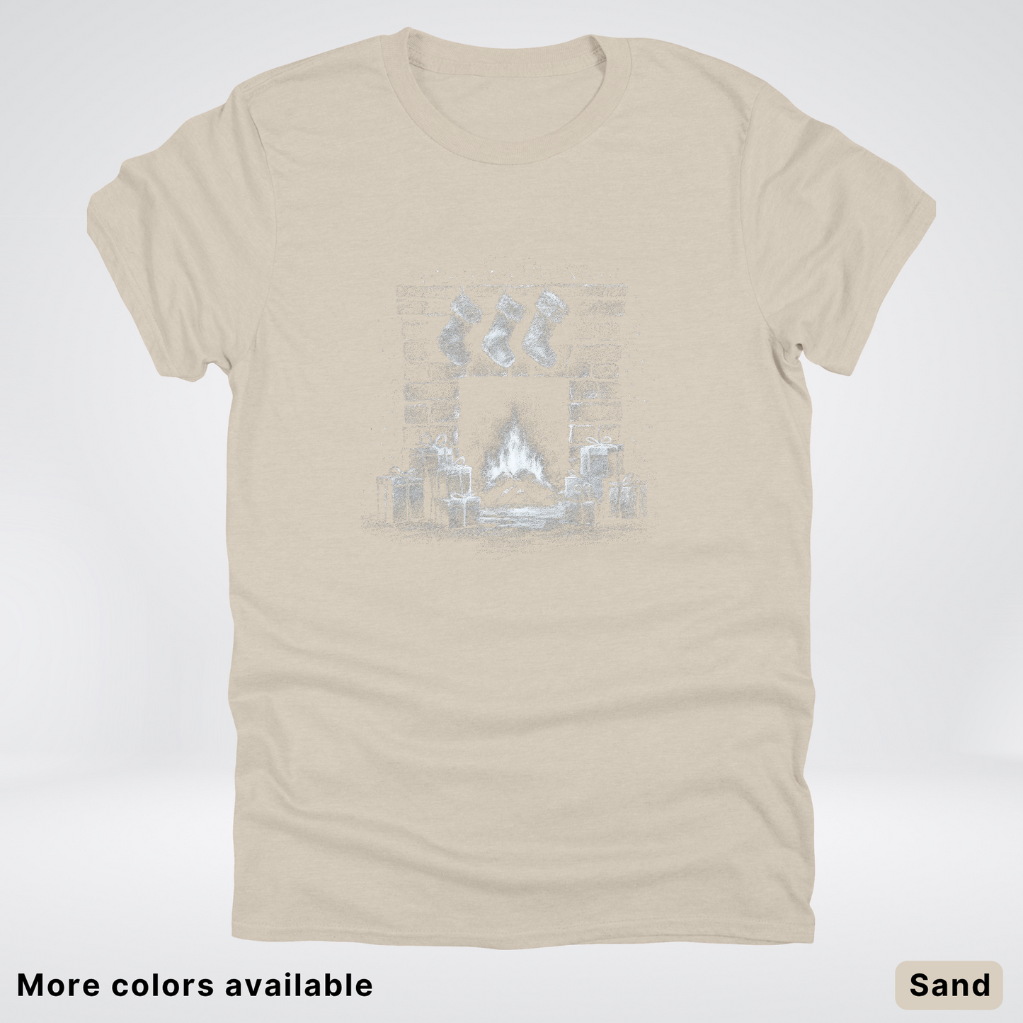 Vintage Christmas Fireplace Scene - T-Shirt