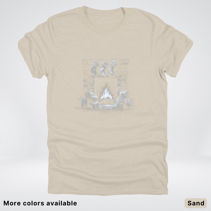 Vintage Christmas Fireplace Scene - T-Shirt