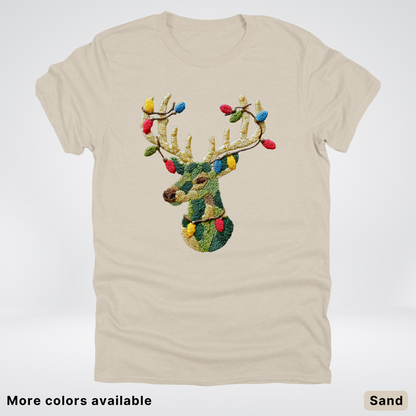 Festive Light-Up Reindeer Hook Yard Faux - T-Shirt