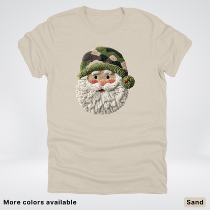 Woodland Santa Face (Hook Yard Faux Texture) - T-Shirt