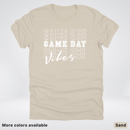 Game Day Vibes Stacked - White Design - T-Shirt