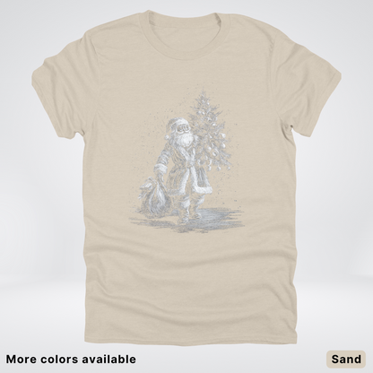 Vintage Santa with Christmas Tree - T-Shirt