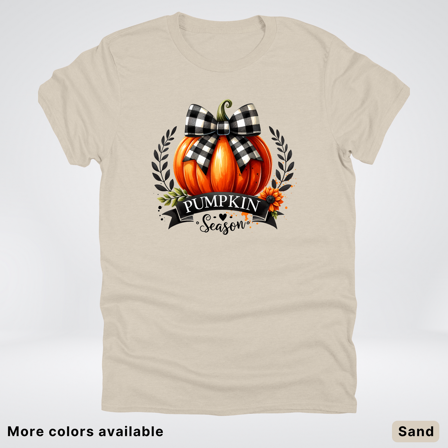 Pumpkin Season Black Plaid Bow - T-Shirt