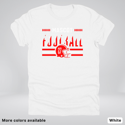 Custom Mascot & Number - Red - Football Design 2 T-Shirt