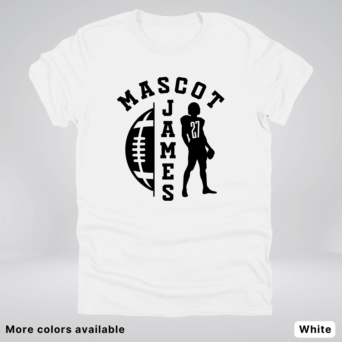 Custom Mascot, Number, & Name - Black - Football Design 31 T-Shirt